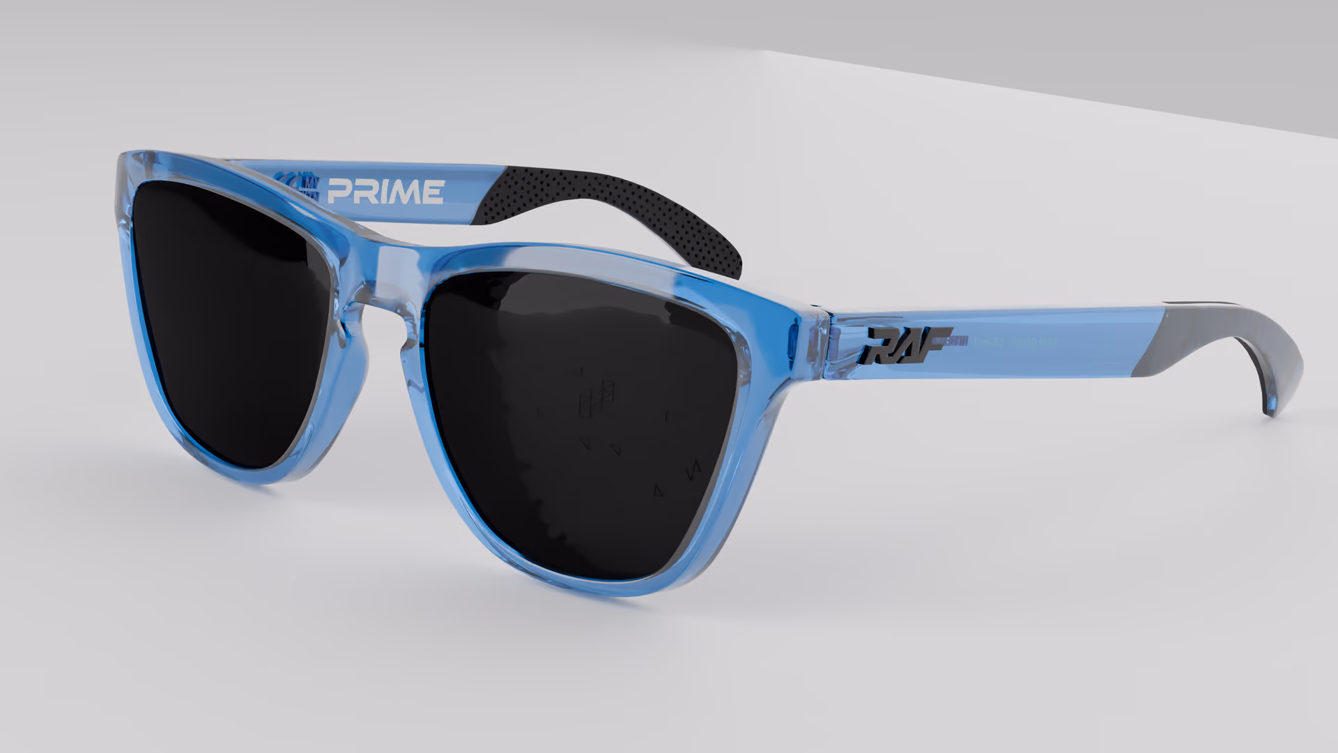 RAF Prime — Transparent Crystal Blue in Transparent Crystal Blue / Black — three-quarter view
