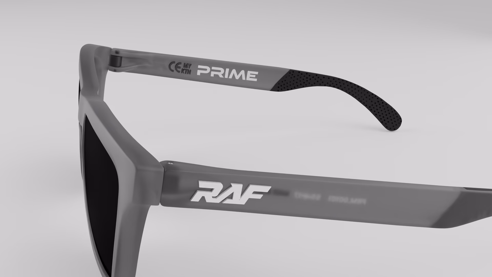 RAF Prime — Matte Grey Smoke in Matte Grey Smoke / Black — outer temple detail