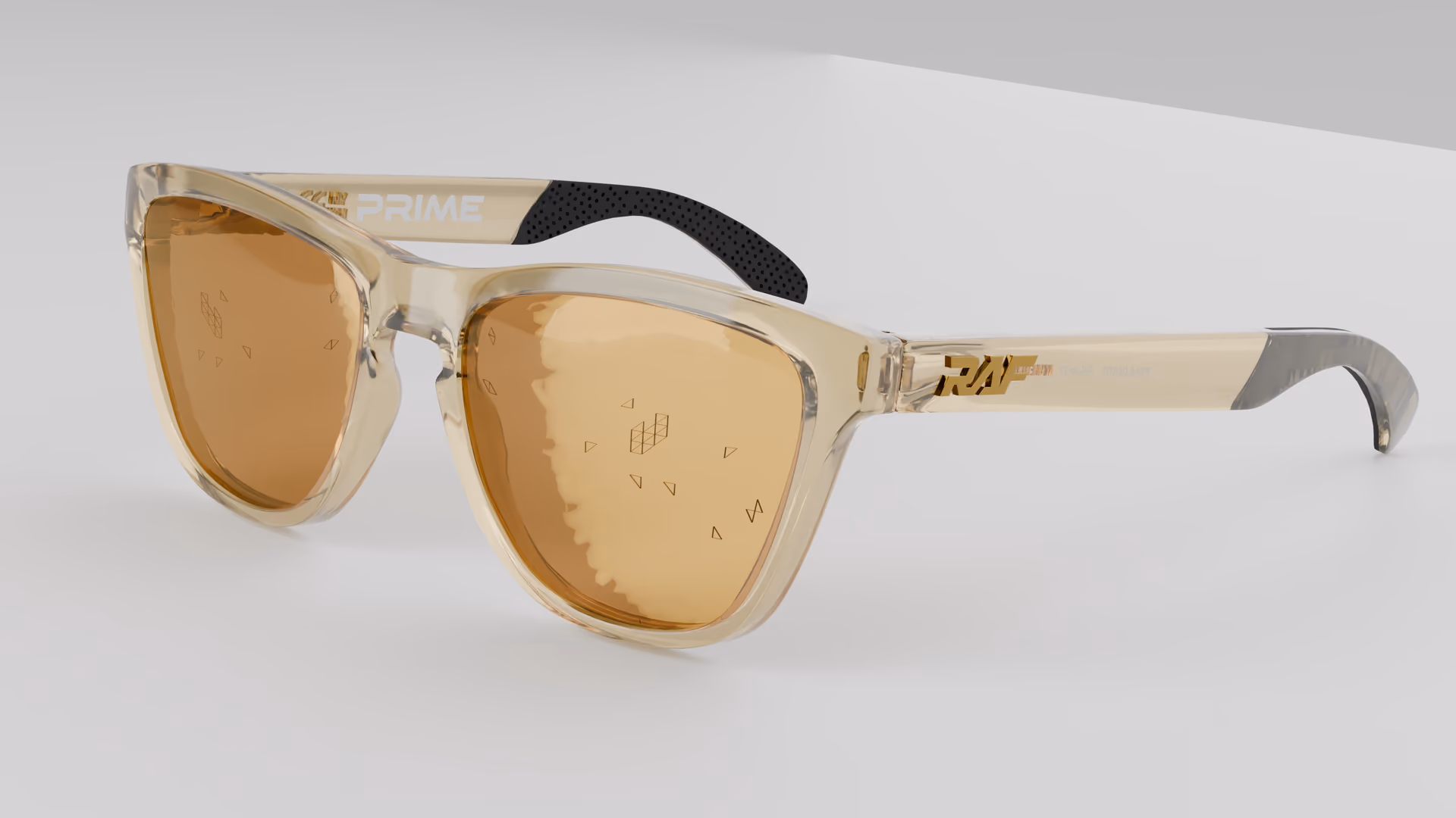 RAF Prime — Transparent Crystal Gold in Transparent Crystal Gold / Gold — three-quarter view