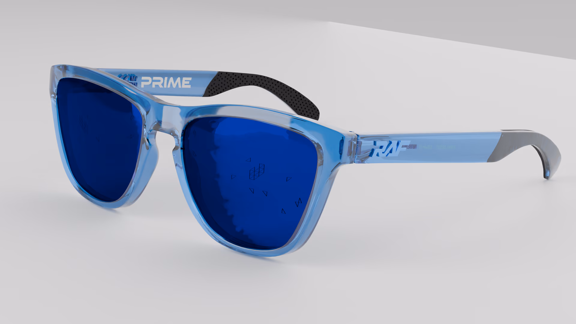 RAF Prime — Transparent Crystal Blue in Transparent Crystal Blue / Blue — three-quarter view