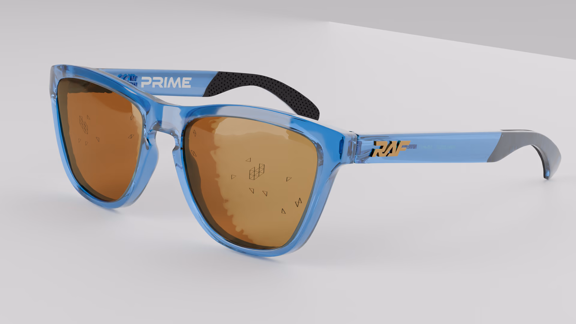 RAF Prime — Transparent Crystal Blue in Transparent Crystal Blue / Gold — three-quarter view