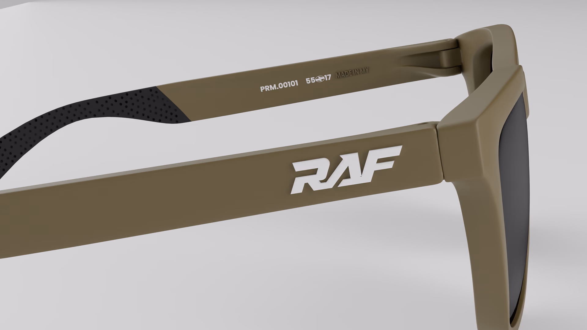 RAF Prime — Matte Green Army in Matte Green Army / Black — inner temple detail