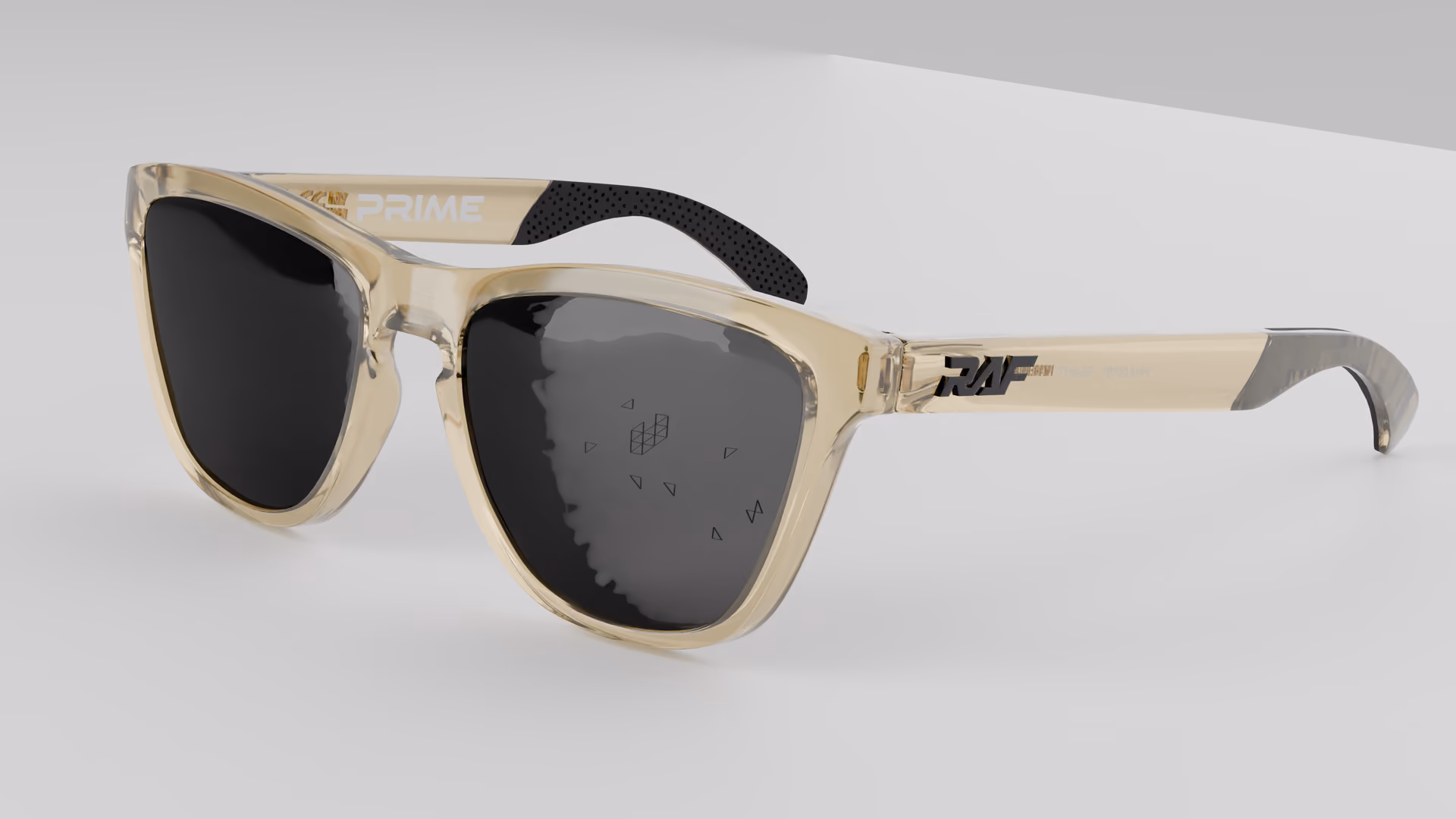 RAF Prime — Transparent Crystal Gold in Transparent Crystal Gold / Black — three-quarter view