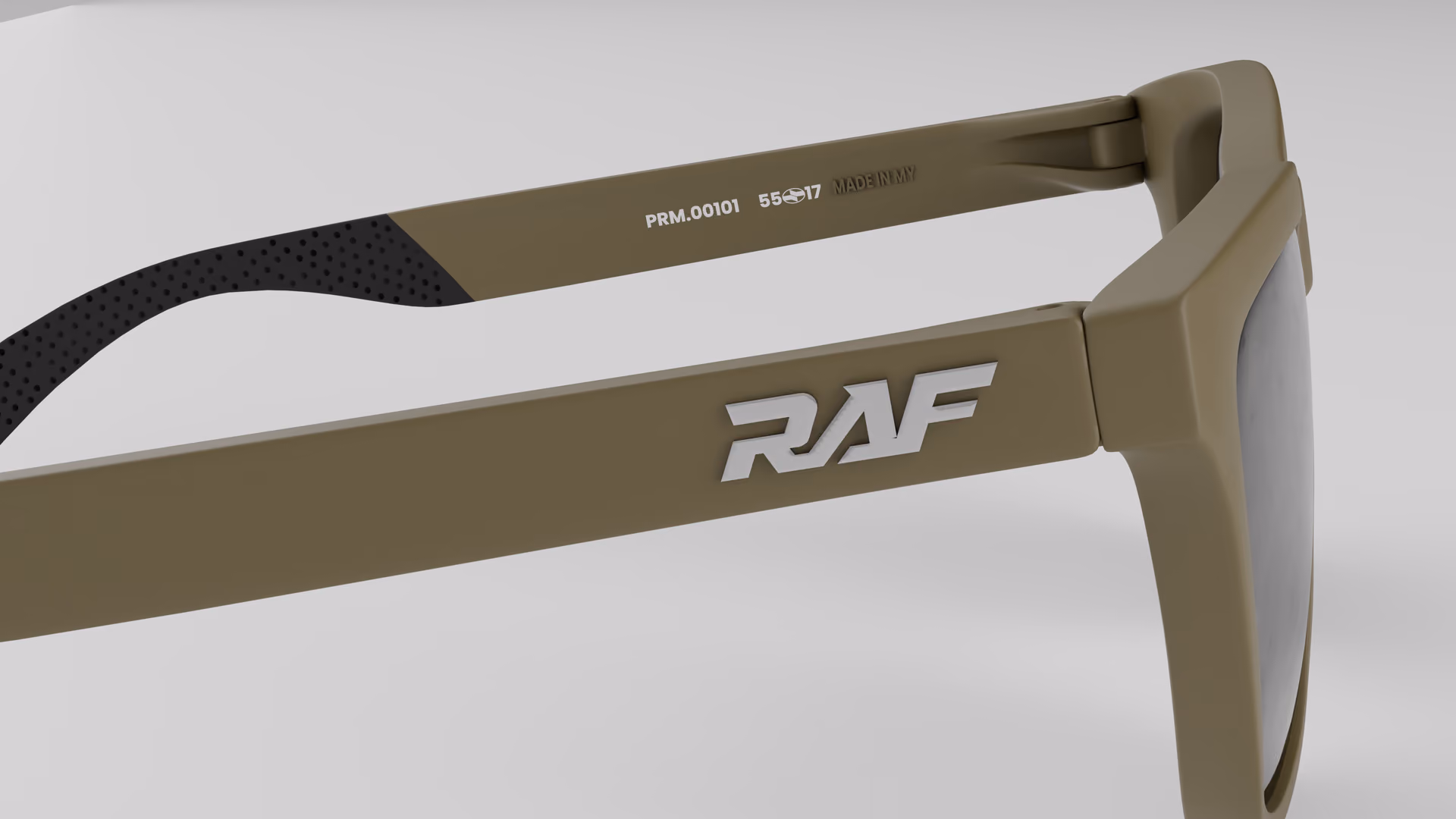 RAF Prime — Matte Green Army in Matte Green Army / Silver — inner temple detail