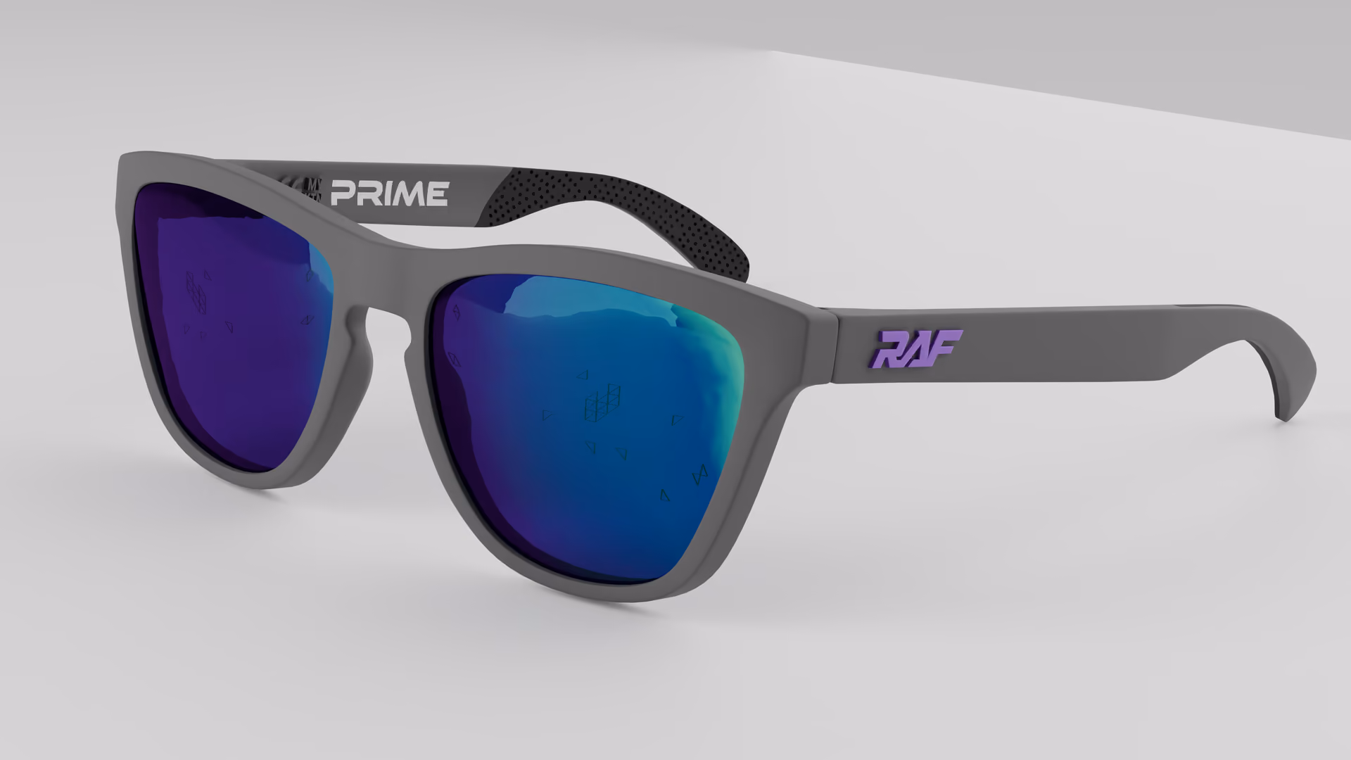 RAF Prime — Matte Nardo Grey in Matte Nardo Grey / Purple — three-quarter view