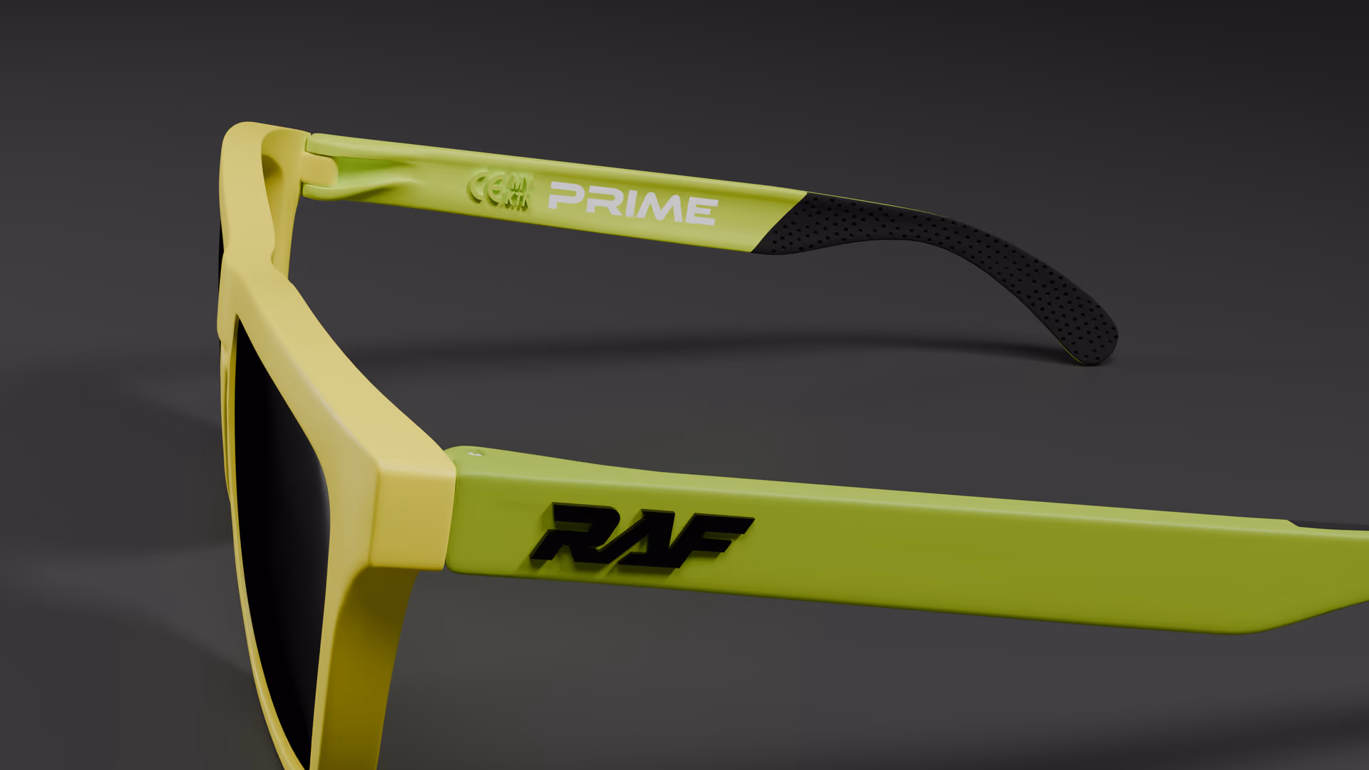 RAF Prime — Neon Green / Yellow in Neon Green / Yellow / Black — outer temple detail