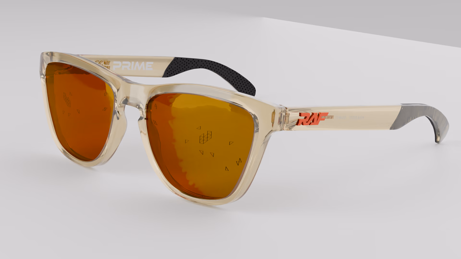 RAF Prime — Transparent Crystal Gold in Transparent Crystal Gold / Red Ruby — three-quarter view