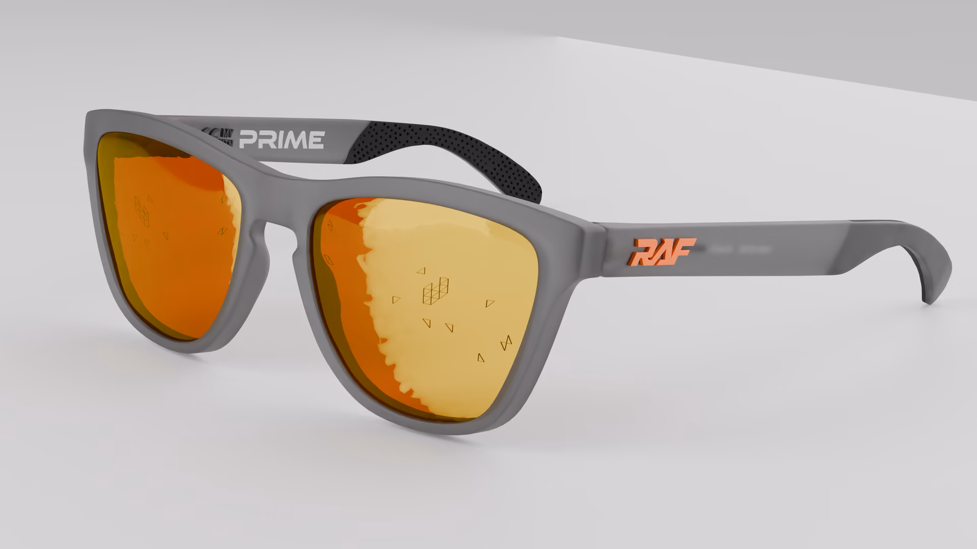 RAF Prime — Matte Grey Smoke in Matte Grey Smoke / Red Ruby — three-quarter view
