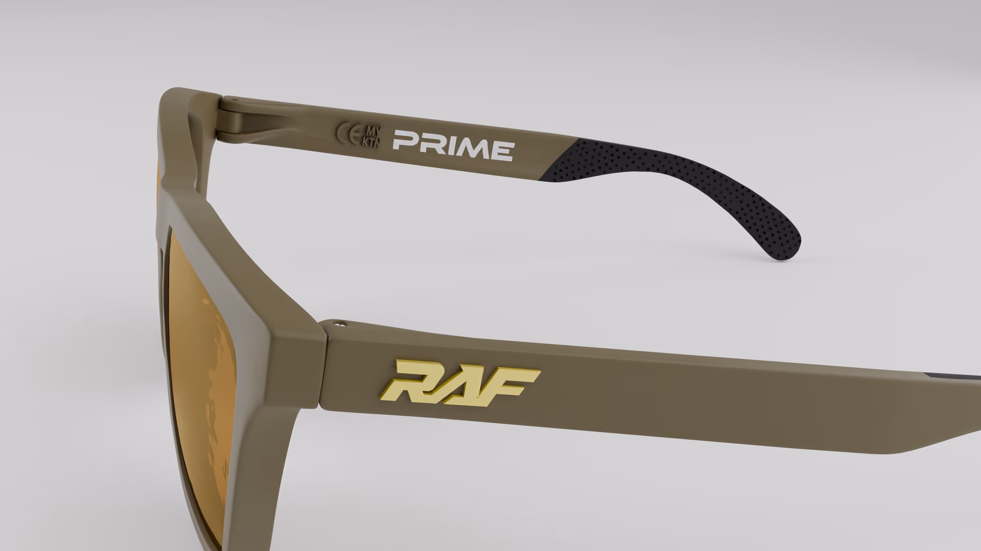 RAF Prime — Matte Green Army in Matte Green Army / Gold — outer temple detail